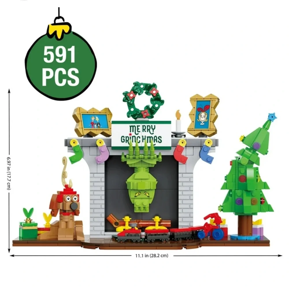 LEGO BRICKCRAFT The GRINCH Dr. Seuss Christmas Fireplace Set - NEW